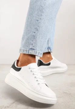 Biało-Czarne Sneakersy na Niskiej Platformie w Klasycznym Stylu Lucid Dream