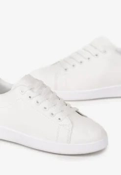 Biało-Czarne Sneakersy na Płaskiej Podeszwie z Ozdobną Wstawką i Sznurowaniem Neotine