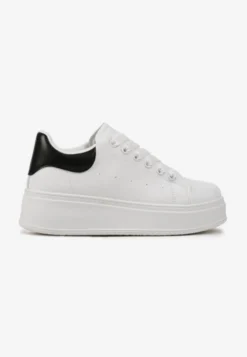 Biało-Czarne Sneakersy na Platformie Ozdobione Kontrastową Wstawką Aviasta