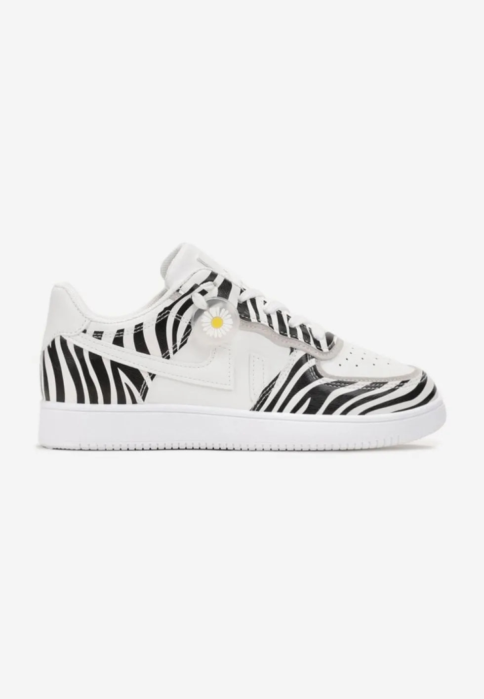 Biało-Czarne Sneakersy przed Kostkę z Sznurowaniem Eleuteria