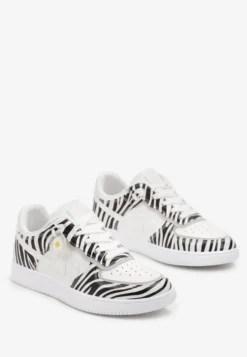Biało-Czarne Sneakersy przed Kostkę z Sznurowaniem Eleuteria