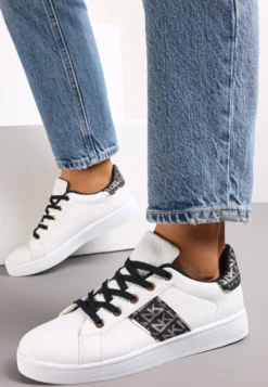 Biało-Czarne Sneakersy Sznurowane z Wstawkami Danthe