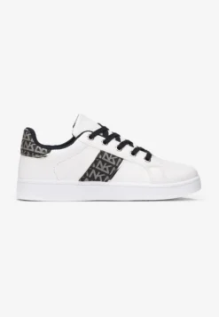 Biało-Czarne Sneakersy Sznurowane z Wstawkami Danthe