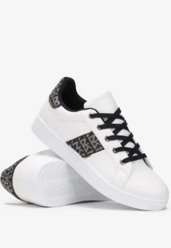 Biało-Czarne Sneakersy Sznurowane z Wstawkami Danthe
