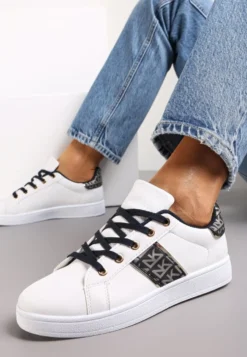Biało-Czarne Sneakersy Sznurowane z Wstawkami Danthe