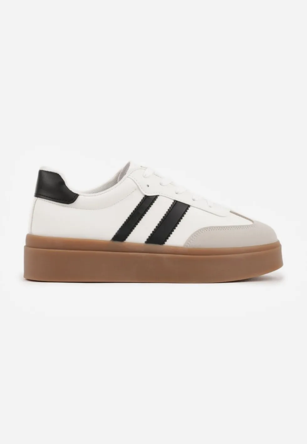 Biało-Czarne Sneakersy Tenisówki Ozdobione Paskami Sovresia