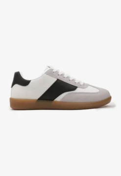 Biało-Czarne Sneakersy Tenisówki z Klasycznym Sznurowaniem Norio