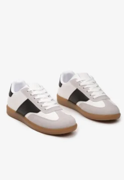 Biało-Czarne Sneakersy Tenisówki z Klasycznym Sznurowaniem Norio