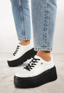 Biało-Czarne Sneakersy Vices na Grubej Podeszwie Tuliri