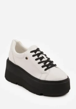 Biało-Czarne Sneakersy Vices na Grubej Podeszwie Tuliri