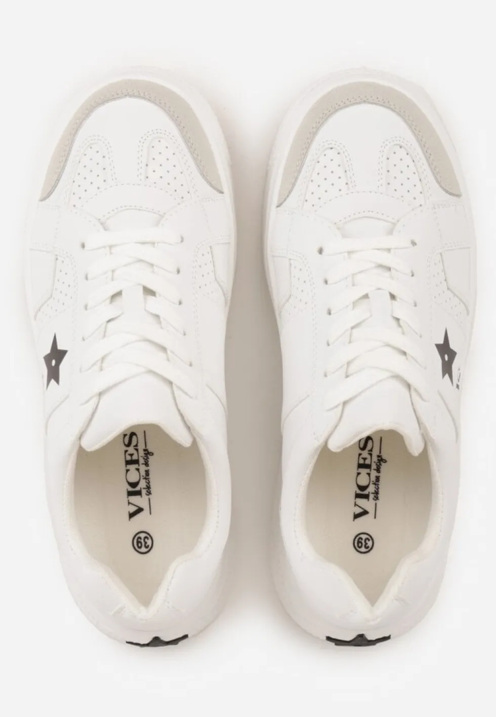 Biało-Czarne Sneakersy Vices na Platformie z Gwiazdką Fenarra