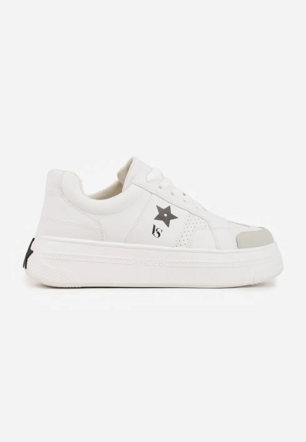 Biało-Czarne Sneakersy Vices na Platformie z Gwiazdką Fenarra