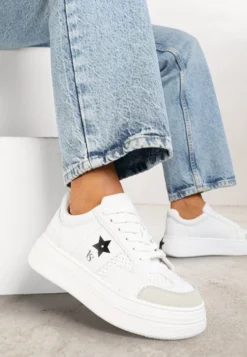 Biało-Czarne Sneakersy Vices na Platformie z Gwiazdką Fenarra