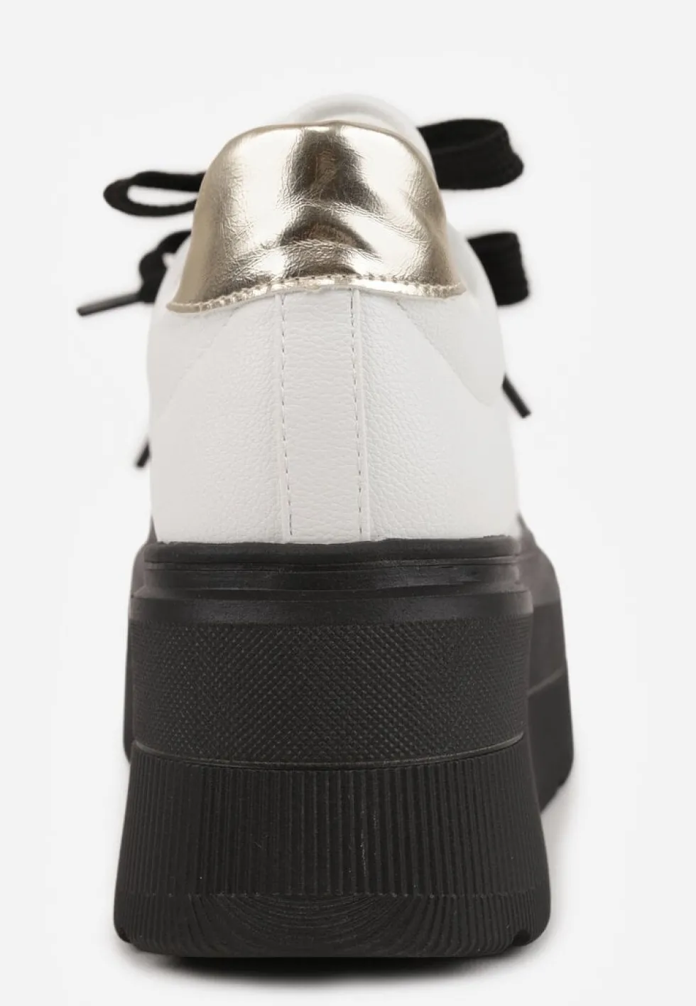 Biało-Czarne Sneakersy Vices na Płaskiej Podeszwie z Metalicznymi Ozdobami i Sznurowaniem Neladith
