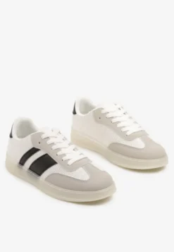 Biało-Czarne Sneakersy w Stylu Tenisówek z Paskami Eleaniria