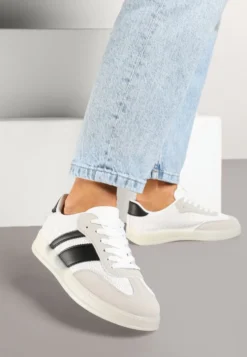 Biało-Czarne Sneakersy w Stylu Tenisówek z Paskami Eleaniria