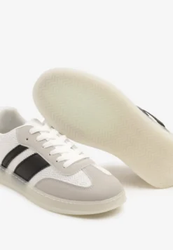 Biało-Czarne Sneakersy w Stylu Tenisówek z Paskami Eleaniria