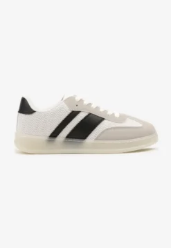 Biało-Czarne Sneakersy w Stylu Tenisówek z Paskami Eleaniria