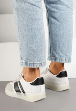 Biało-Czarne Sneakersy w Stylu Tenisówek z Paskami Eleaniria
