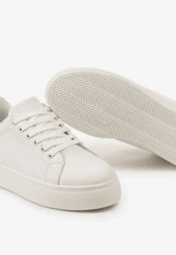 Biało-Czarne Sneakersy z Cholewką przed Kostkę na Platformie Longana