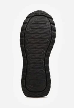 Biało-Czarne Sneakersy ze Skóry Naturalnej na Platformie Zdobione Metalowym Zapięciem Jeannine