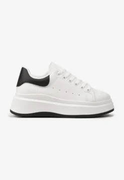 Biało-Czarne Sznurowane Sneakersy na Platformie Filamena