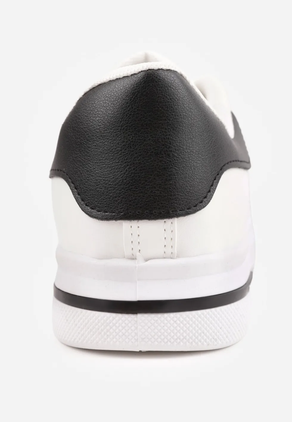 Biało-Czarne Wiązane Sneakersy na Płaskiej Podeszwie z Modną Wstawką Zanelih