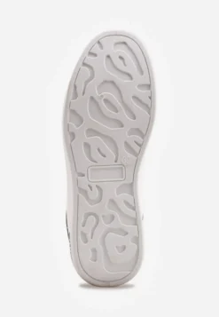 Biało-Czarne Wiązane Sneakersy na Płaskiej Podeszwie z Modną Wstawką Zanelih
