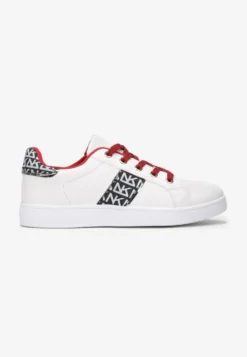 Biało-Czerwone Sneakersy Sznurowane z Wstawkami Danthe