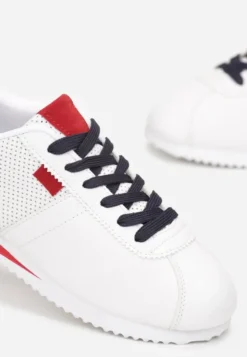 Biało Czerwone Sneakersy z Przeszyciami Phyrise