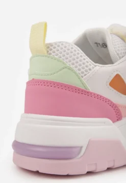 Biało-Fioletowe Sneakersy na Niskiej Platformie z Grubymi Sznurowadłami Vansyla