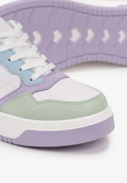 Biało-Fioletowe Sneakersy Sznurowane na Grubej Podeszwie Ainne