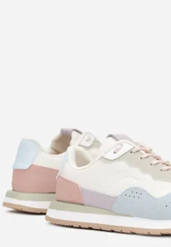 Biało-Niebieskie Sneakersy Zdobione Wstawkami z Imitacji Skóry Fayela