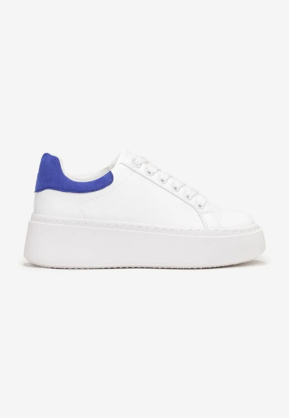 Biało-Niebieskie Sneakersy z Kolorowym Zapiętkiem na Platformie Sirendia