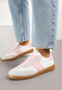 Biało-Różowe Sneakersy Tenisówki w Kultowym Stylu Neolithaen