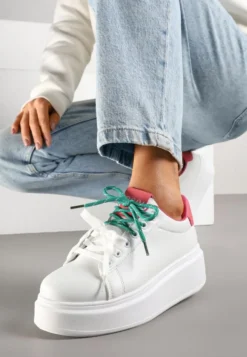 Biało-Różowe Sneakersy z Podwójnym Sznurowaniem Zdivoria
