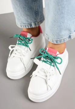 Biało-Różowe Sneakersy z Podwójnym Sznurowaniem Zdivoria