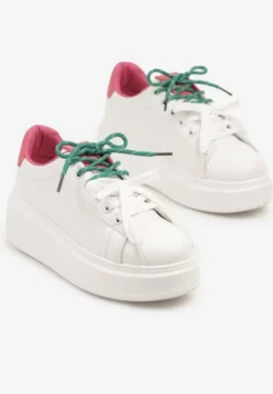 Biało-Różowe Sneakersy z Podwójnym Sznurowaniem Zdivoria