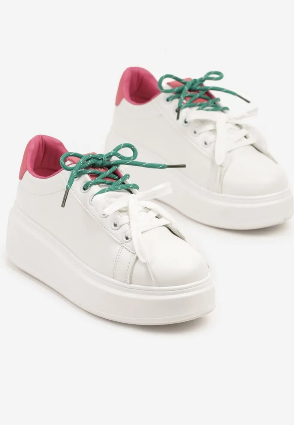Biało-Różowe Sneakersy z Podwójnym Sznurowaniem Zdivoria