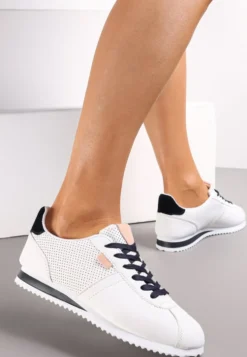 Biało Różowe Sneakersy z Przeszyciami Phyrise