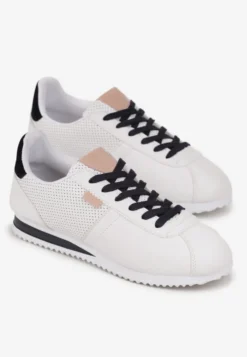 Biało Różowe Sneakersy z Przeszyciami Phyrise