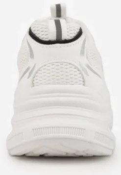 Biało-Srebrne Sneakersy Vices na Platformie Ozdobione Tłoczeniem Natiselle