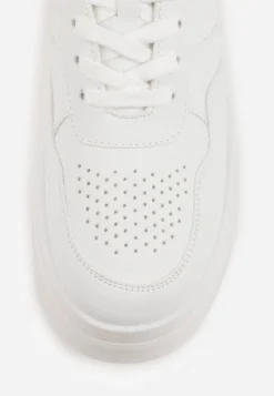 Biało-Srebrne Sneakersy VICES na Platformie Ozdobione Tłoczonym Napisem Berolla
