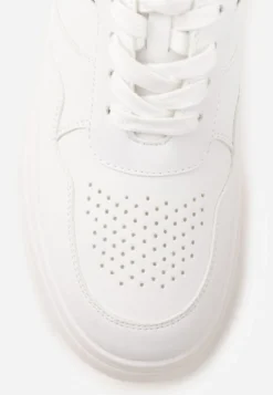 Biało-Srebrne Sneakersy Vices na Platformie z Tłoczonym Napisem ze Sznurowaniem Eanneth