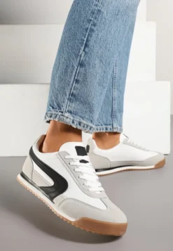 Biało-Szare Basicowe Sneakersy Ellimira