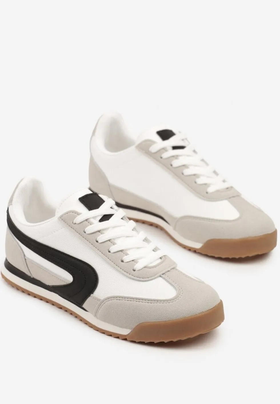 Biało-Szare Basicowe Sneakersy Ellimira