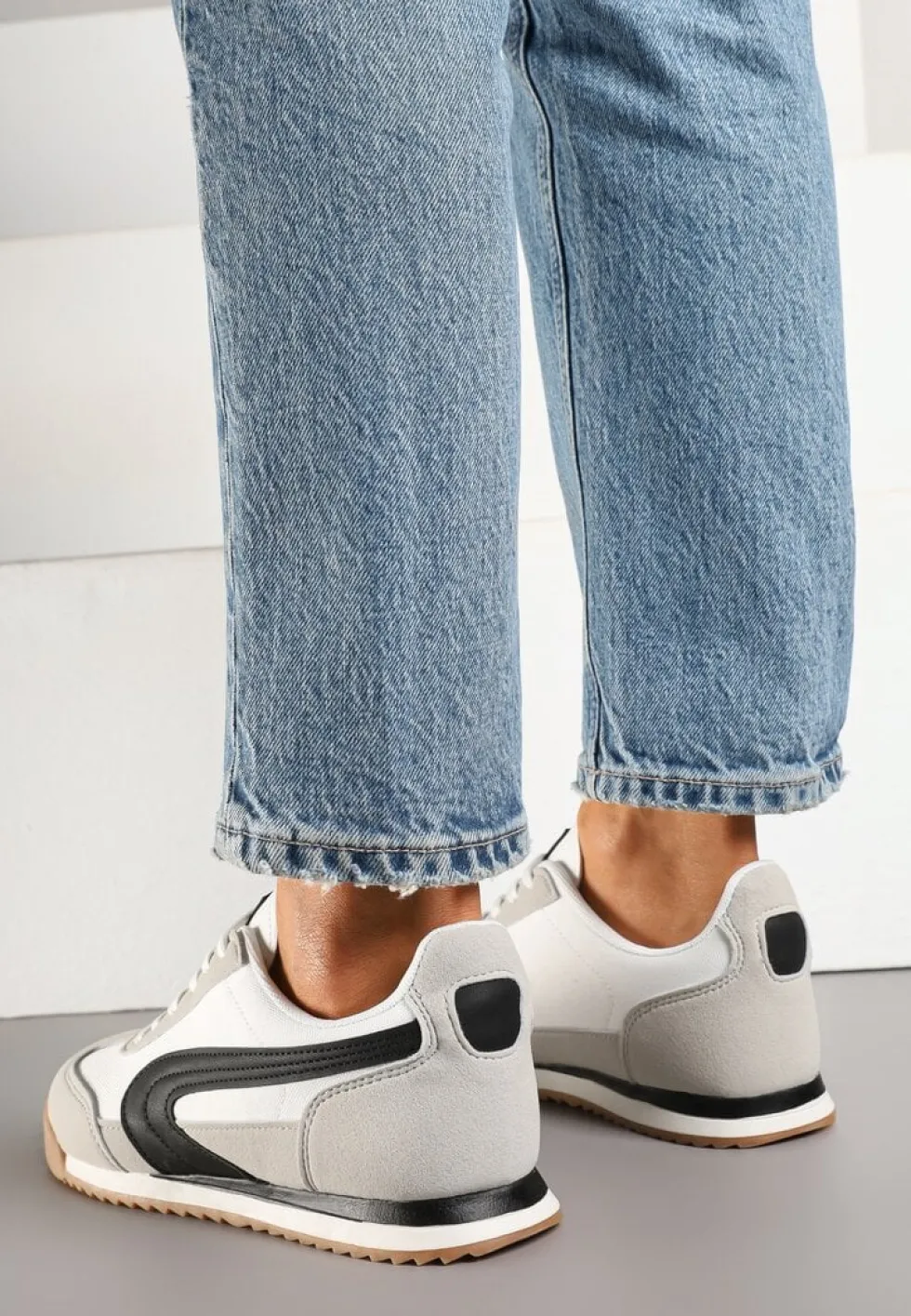 Biało-Szare Basicowe Sneakersy Ellimira
