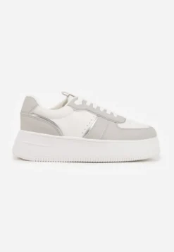 Biało-Szare Casualowe Sneakersy Vices na Niskiej Platformie Torila