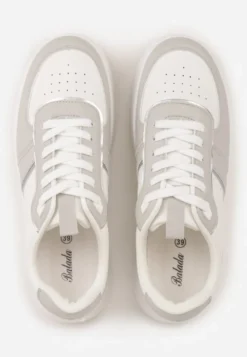 Biało-Szare Casualowe Sneakersy Vices na Niskiej Platformie Torila
