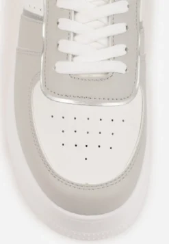 Biało-Szare Casualowe Sneakersy Vices na Niskiej Platformie Torila